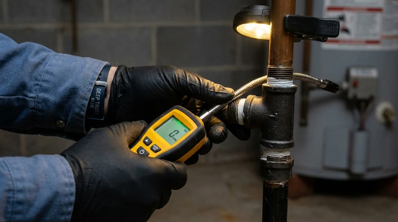 Gas leak detection with electronic sniffer by Johns Plumbing LLC in Purvis