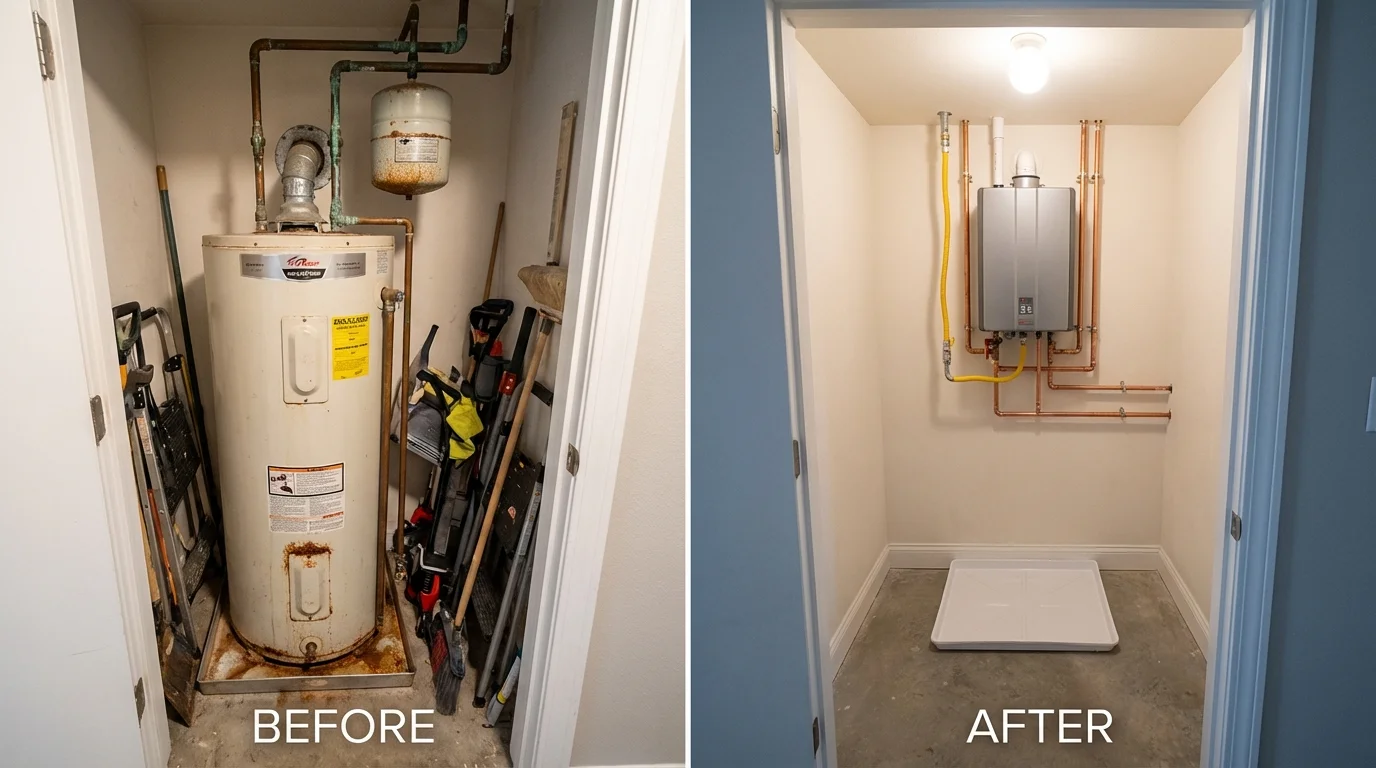 Tank water heater versus wall-mounted tankless unit comparison for Purvis, MS homeowners